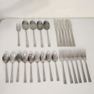Lot Of 26 Armack Stainless Steel Japan Flatware Cameo Style Knife Fork Spoon